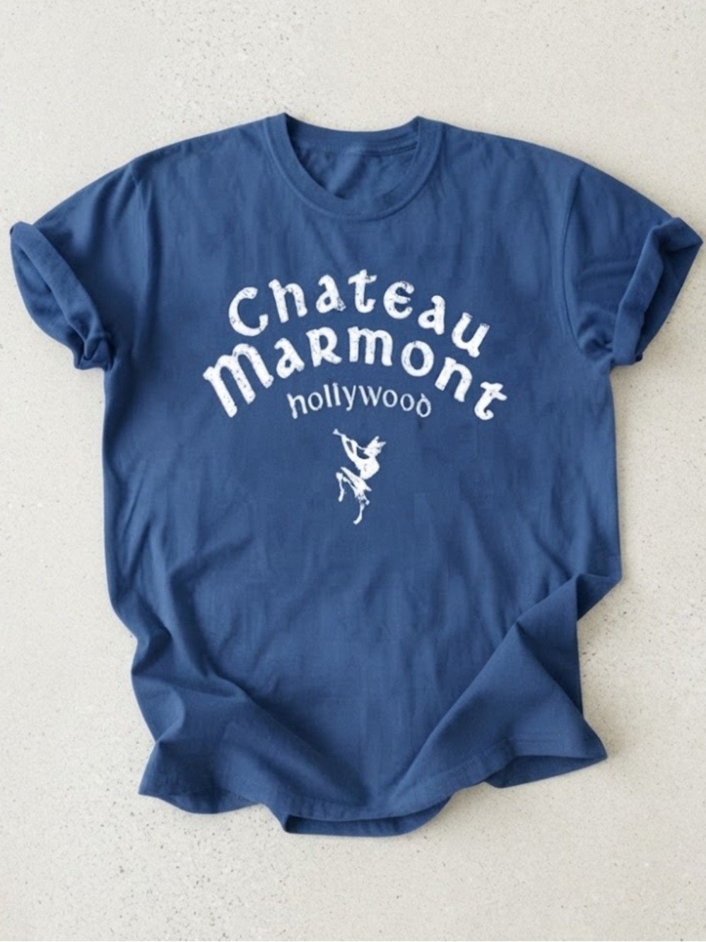 Chateau Marmont Hollywood Blue Logo Graphic Gildan T-Shirt